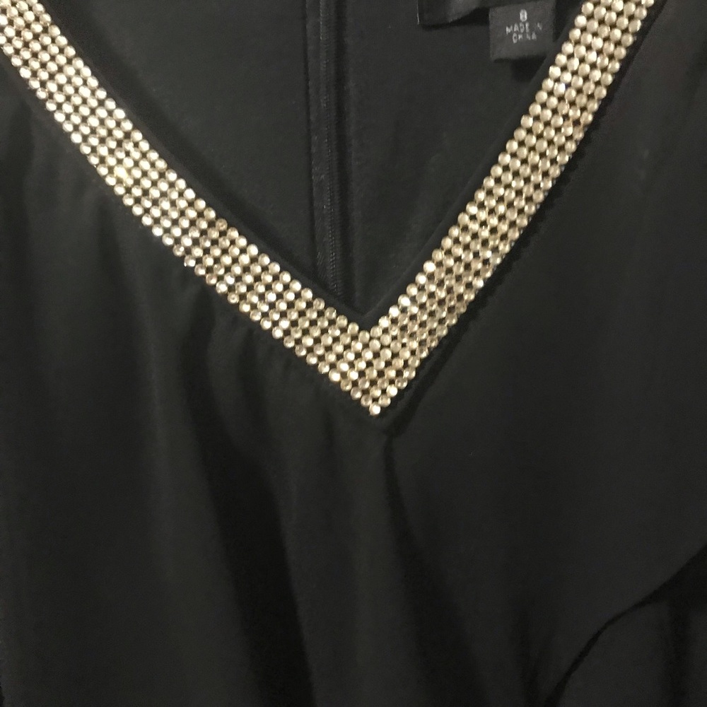 S.L.FASHION Black Tiered Ruffle Sleeveless Dress with Rhinestone Bling Detail - Picture 6 of 6